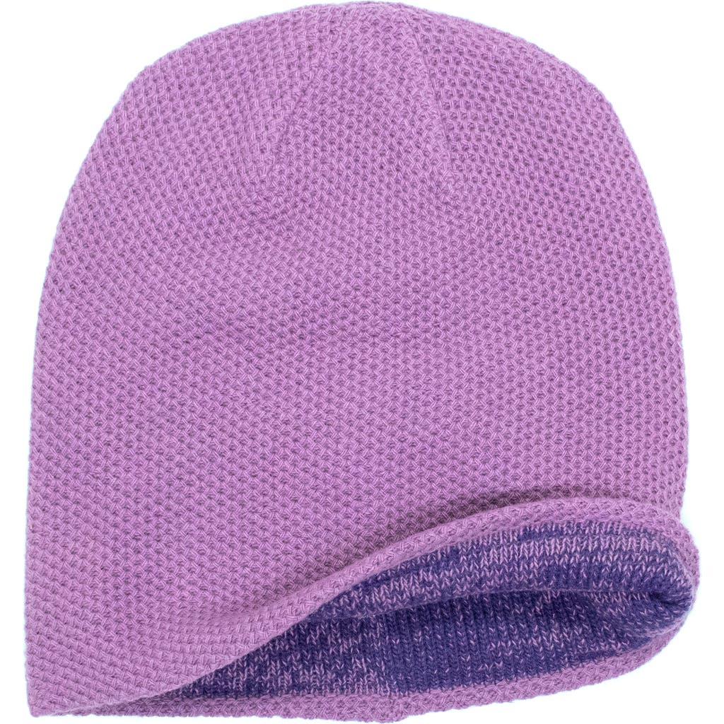 Portolano Popcorn Stitch Slouchy Beanie In Purple