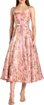 Mac Duggal Sleeveless Brocade A Line Midi Dress