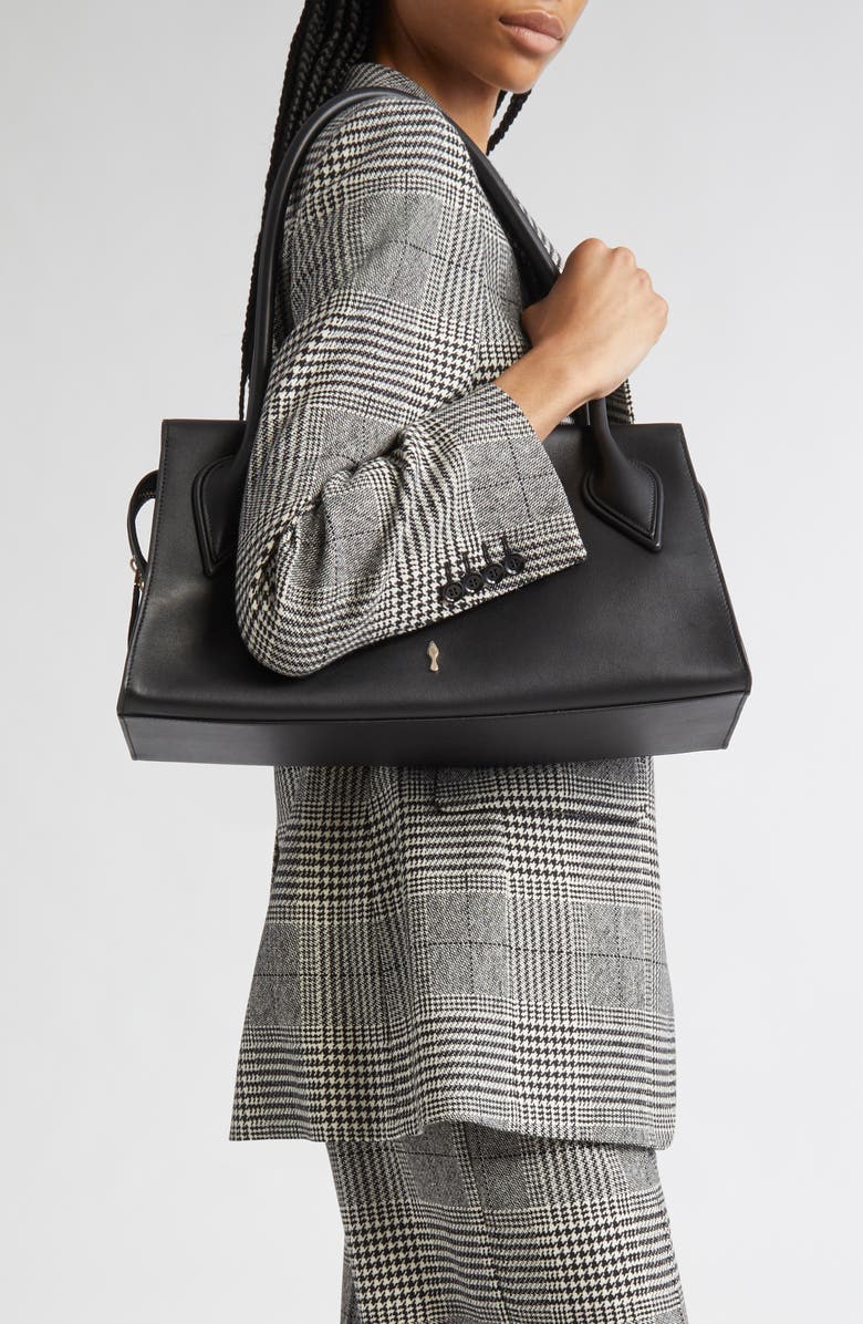 Christian Louboutin Medium Baguette Leather Shoulder Bag, Alternate, color, Black