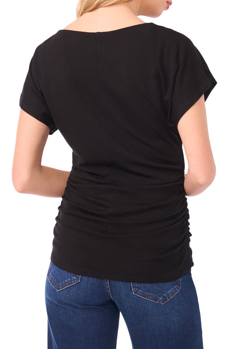 Halogen<sup>®</sup> Shirred Dolman Short Sleeve Ponte Top, Alternate, color, Rich Black