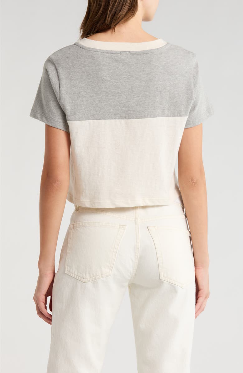 Re/Done Contrast V-Neck Crop Jersey T-Shirt, Alternate, color, Htgvinwhit