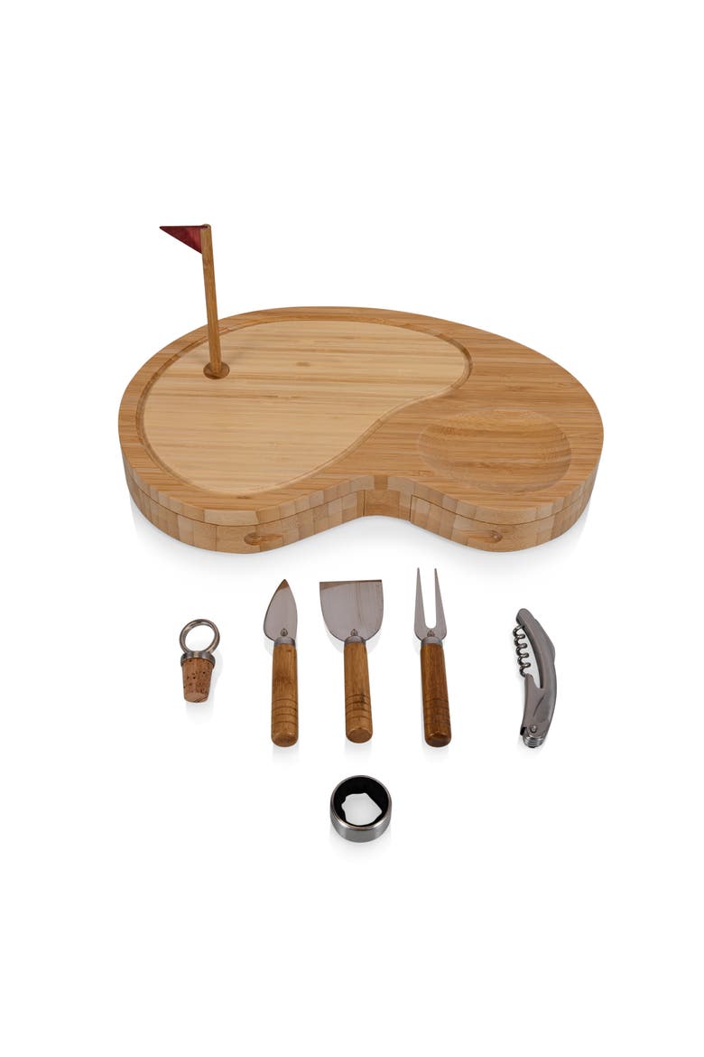Sand Trap Golf Cheese Cutting Board & Tools Set, Main, color, Bamboo