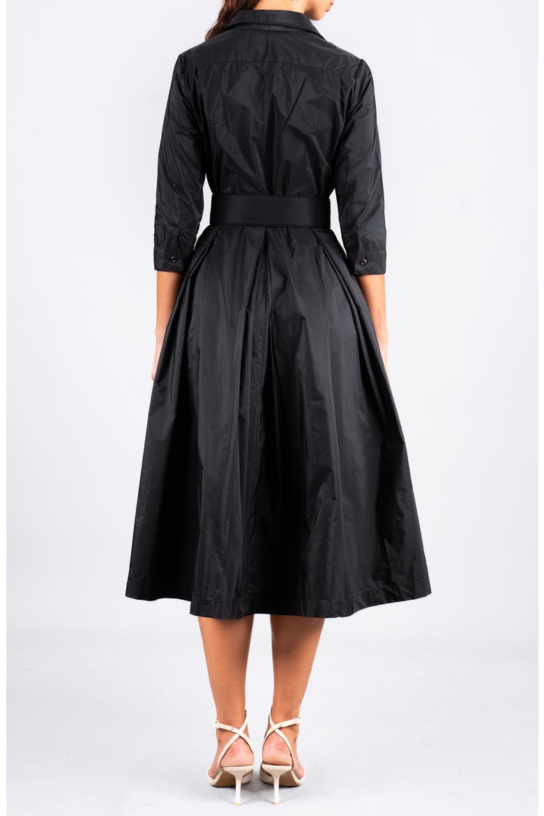 Silk Pleated Midi Audrey Shirtdress, Alternate, color, Black