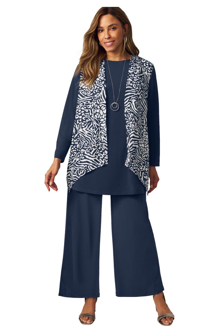 Mixed Media Cardigan, Main, color, NAVY MIXED MEDIA ANIMAL