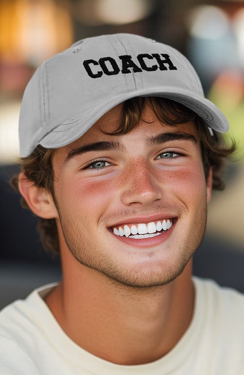 Dalix Coach Embroidered Sports Dad Cap In Gray