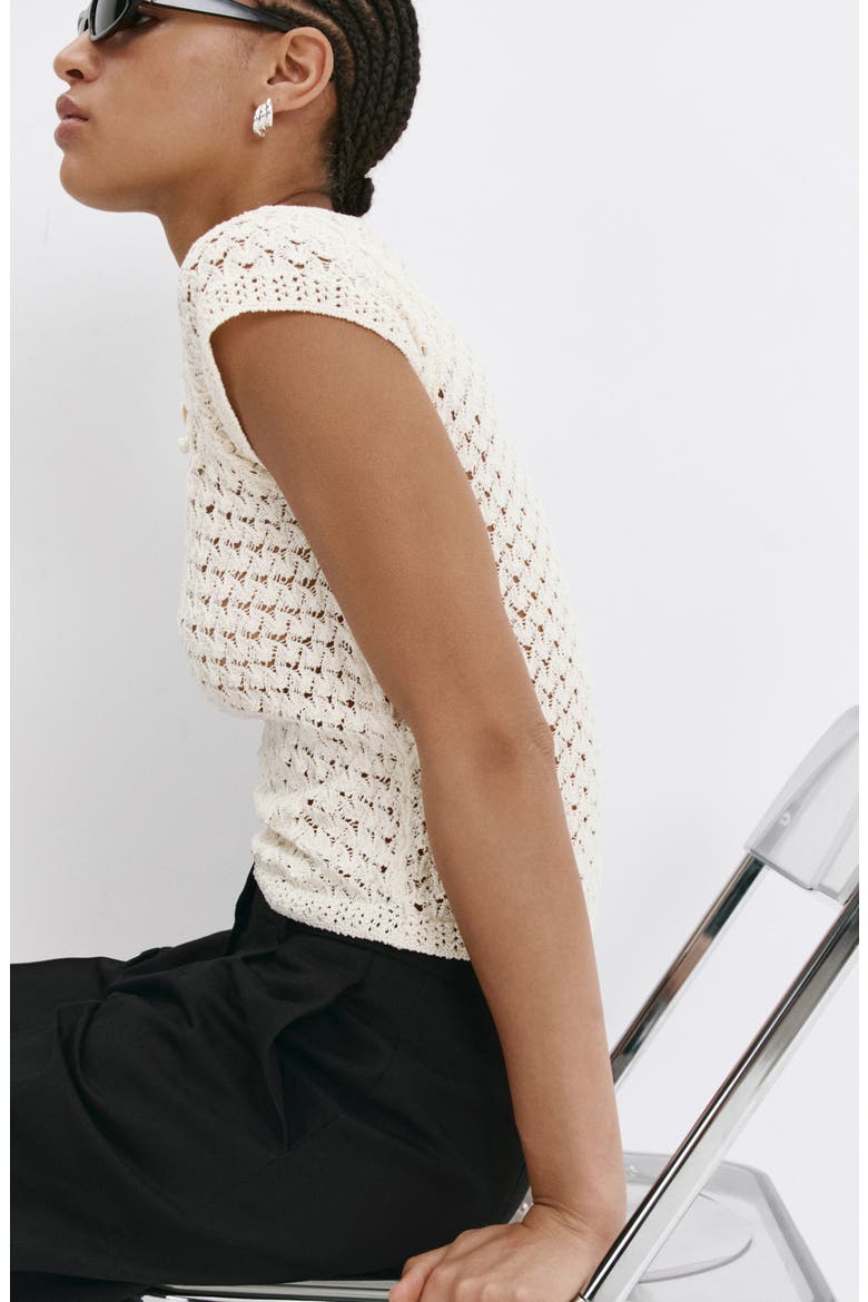 Openwork Knit Toggle Sweater, Alternate, color, ECRU