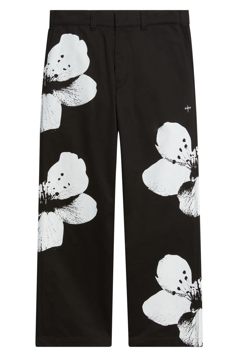 Flower Napoli Cotton Twill Pants, Alternate, color, BLACK