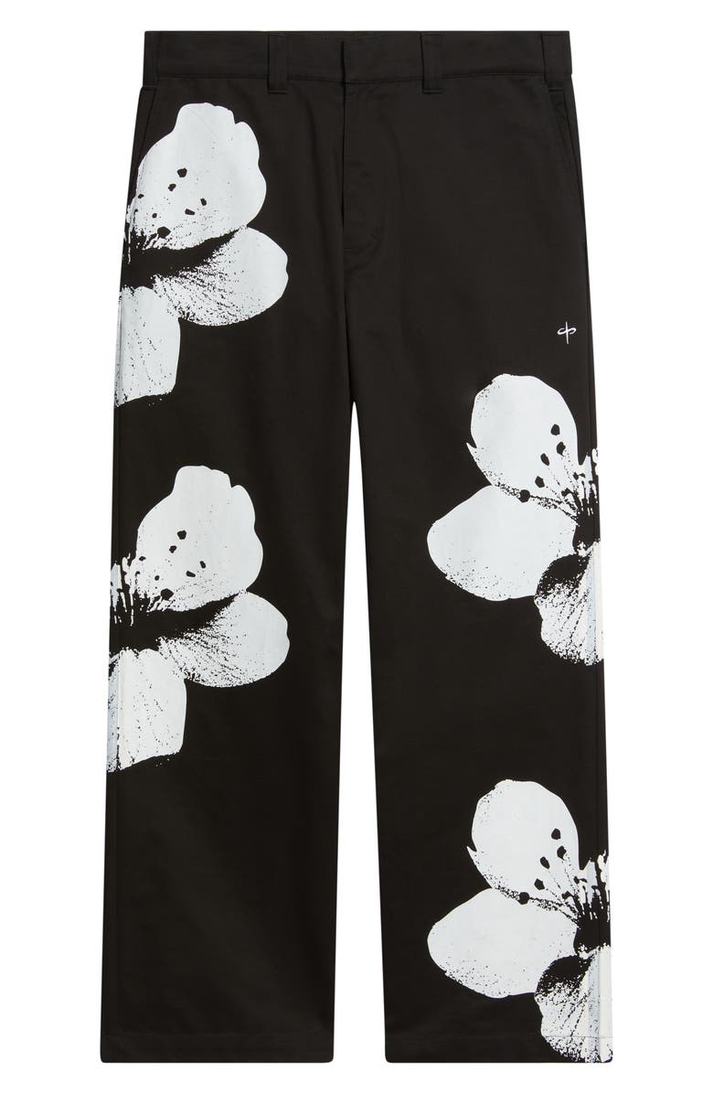SANTO STUDIO Flower Napoli Cotton Twill Pants, Alternate, color, Black