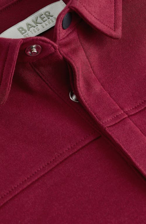 Baker By Ted Baker Kids' Long Sleeve Cotton Graphic Half Snap Polo In Red