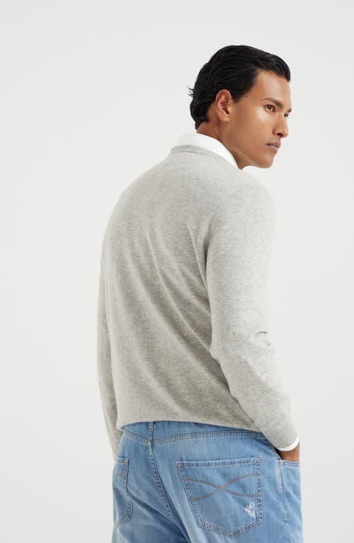 Brunello Cucinelli Crew-neck Cashmere Pullover In Pebble