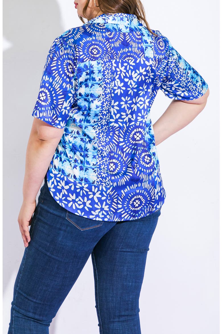Printed Woven Button-Up Shirt, Alternate, color, BLUE