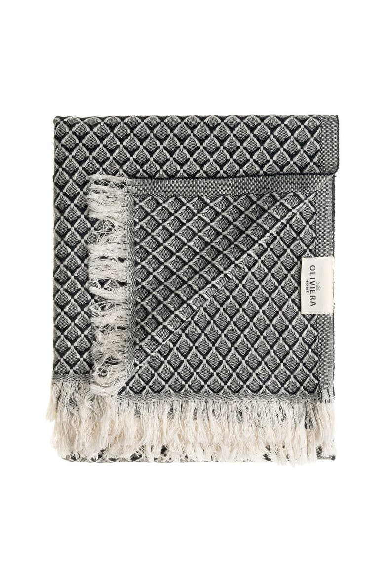 Serenity Grid Turkish Cotton Towel Bundle, Alternate, color, Black