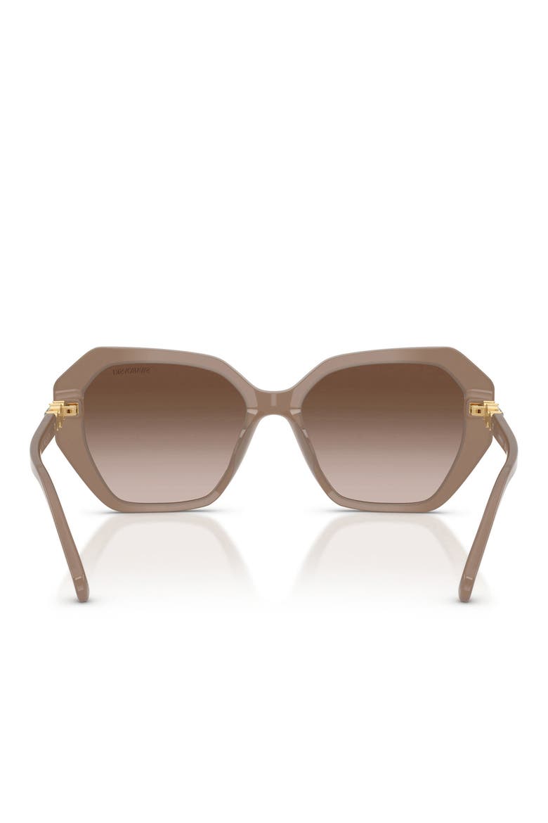 56mm Polarized Irregular Geometric Sunglasses, Alternate, color, OPALINE BROWN/ BROWN GRADIENT
