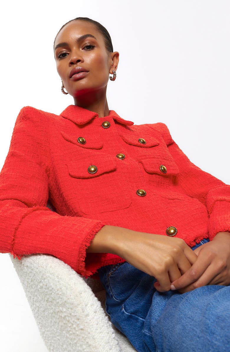 River Island Trophy Bouclé Blazer, Alternate, color, 