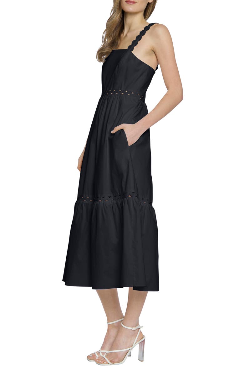 DONNA MORGAN FOR MAGGY Sleeveless Tiered Stretch Poplin Midi Dress, Alternate, color,