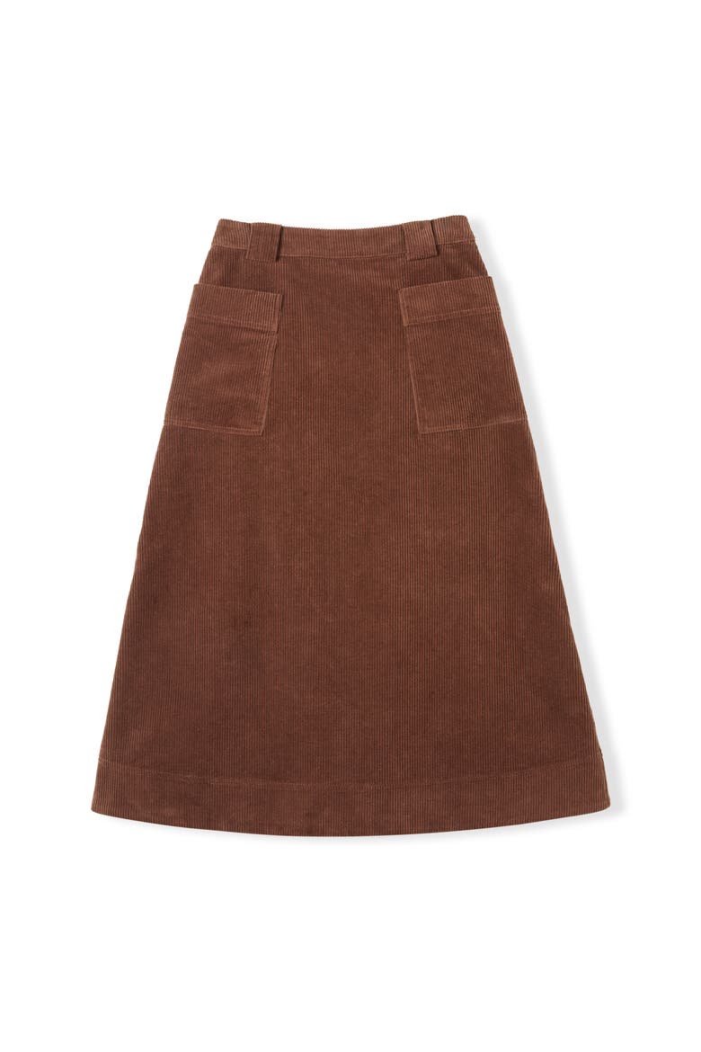 Utility Cord Midi Skirt, Alternate, color, Chocolate