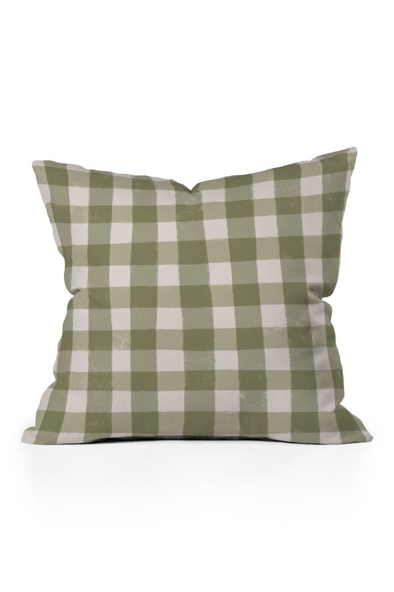 Menina Lisboa Rustic Gingham Accent Pillow, Main, color, GREEN