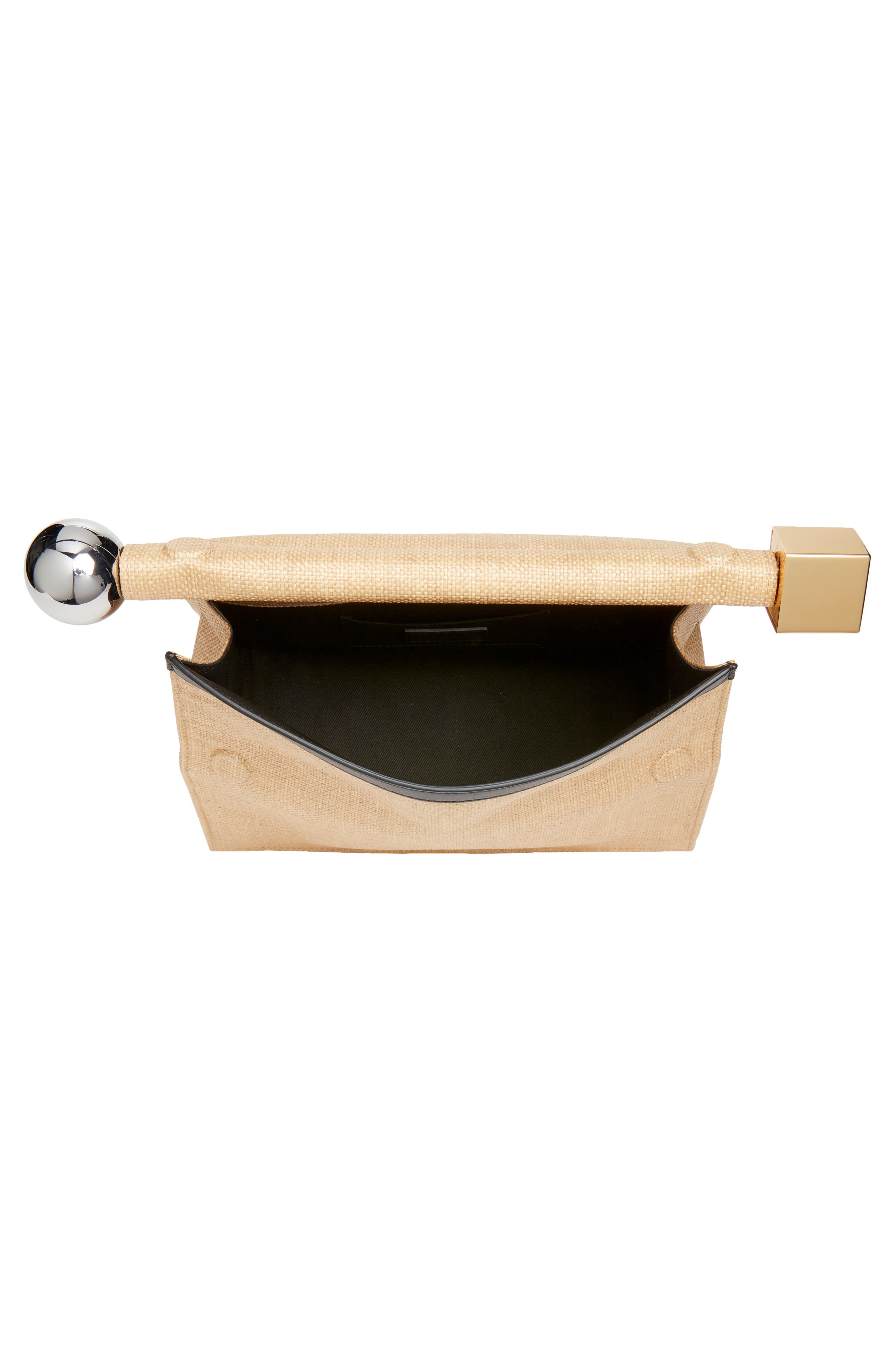 Jacquemus The Rond Carré Raffia Clutch, Alternate, color, Natural 142