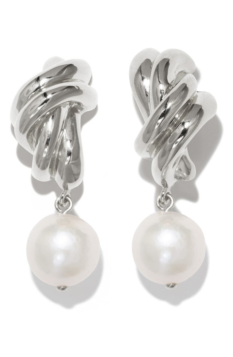 COMPLETEDWORKS Freshwater Pearl Drop Earrings, Main, color, Silver Plated