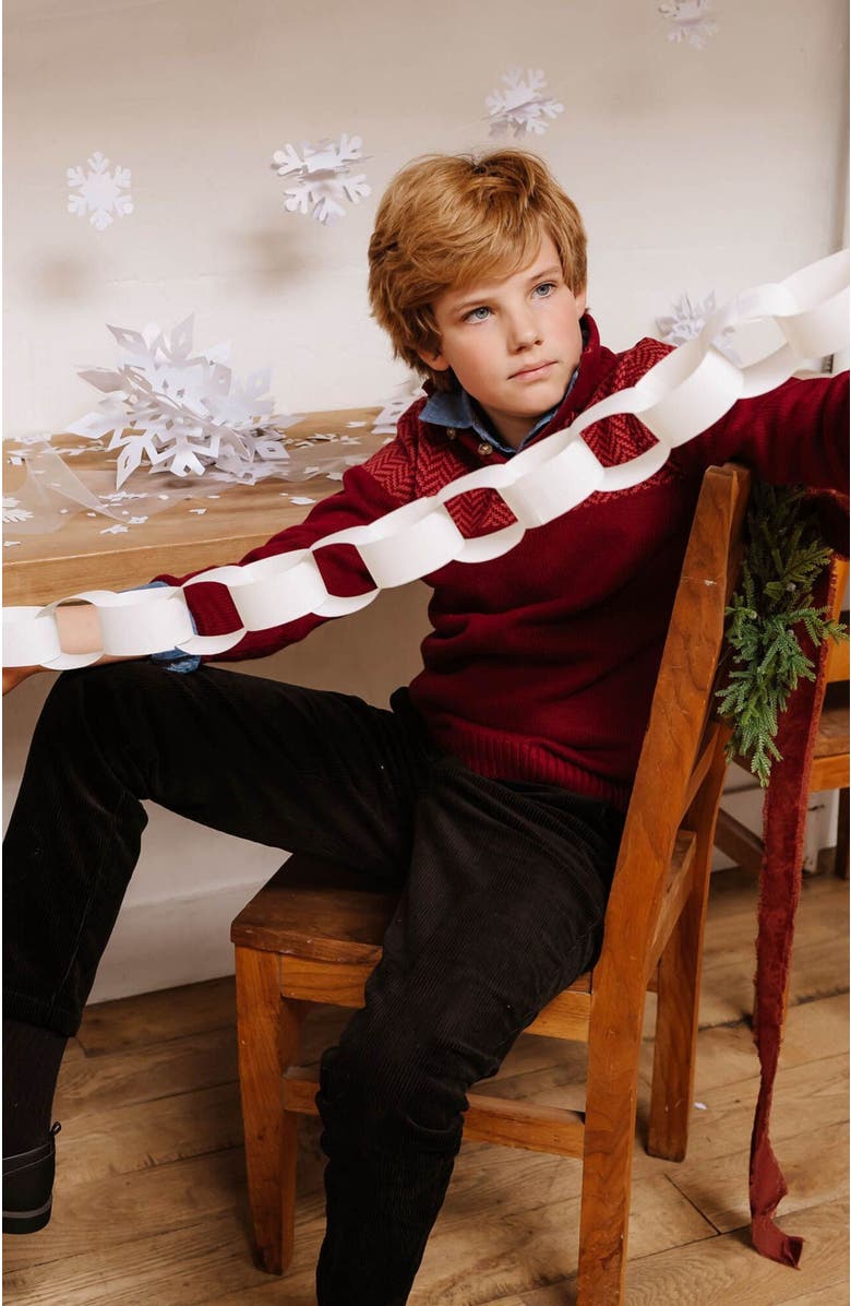 Hope & Henry Boys' Organic Intarsia Yoke Mock Neck Sweater, Kids, Alternate, color, 