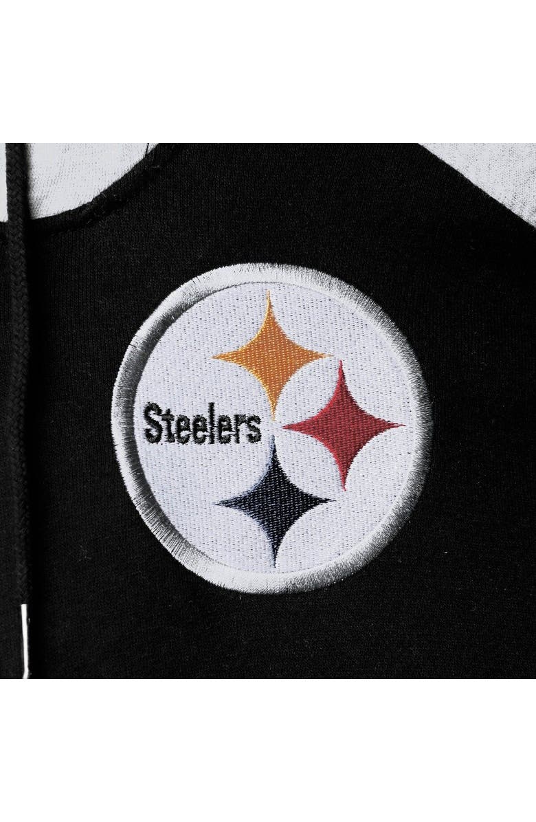 STARTER Men's Starter Black/Gold Pittsburgh Steelers Playoffs Color Block Full-Zip Hoodie, Alternate, color, Black