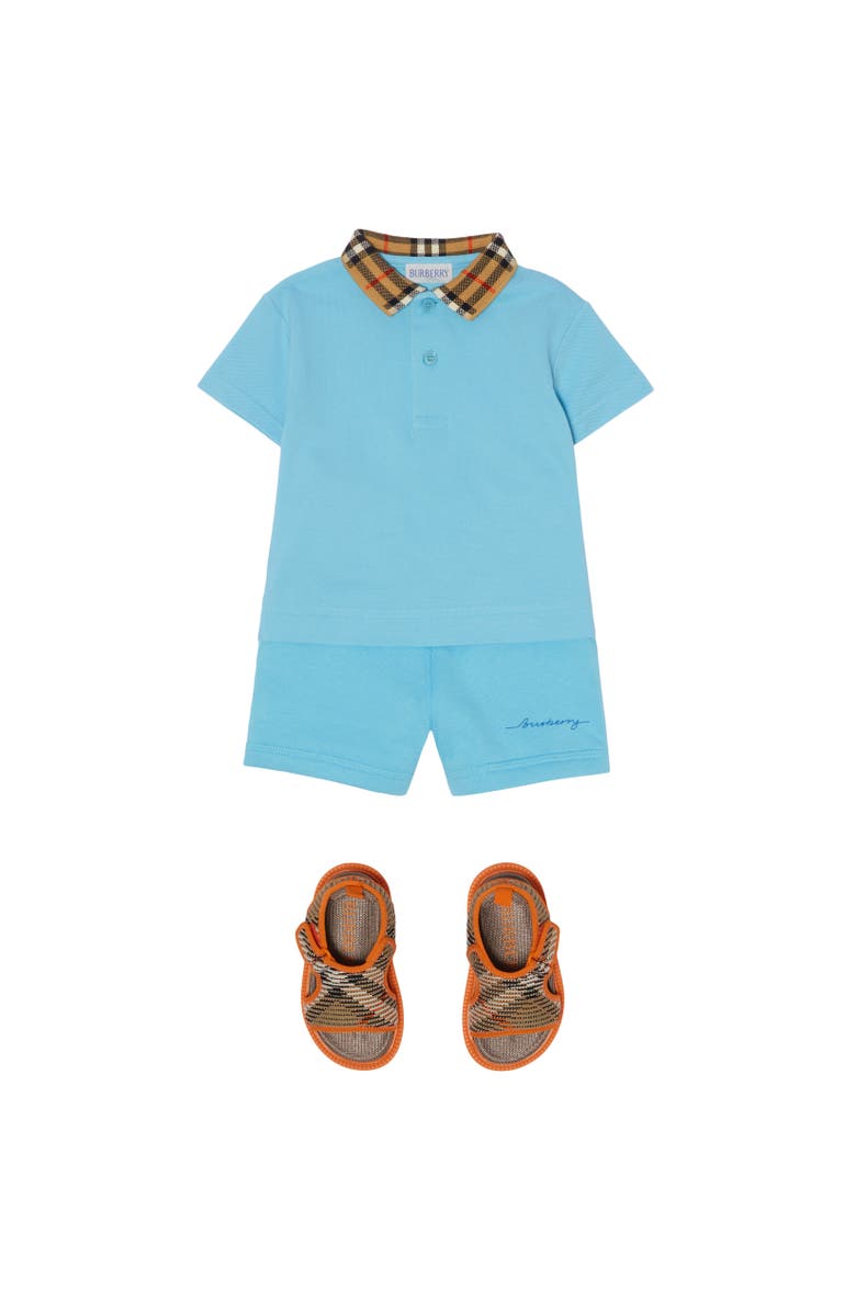 Burberry Check Collar Cotton Polo Shirt, Alternate, color,