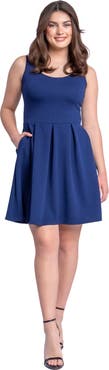 24seven Comfort Apparel Sleeveless Pleated Skater Dress with Pockets