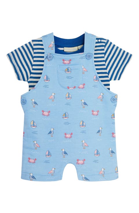 Stripe T-Shirt & Nautical Print Cotton Overalls Set (Baby)