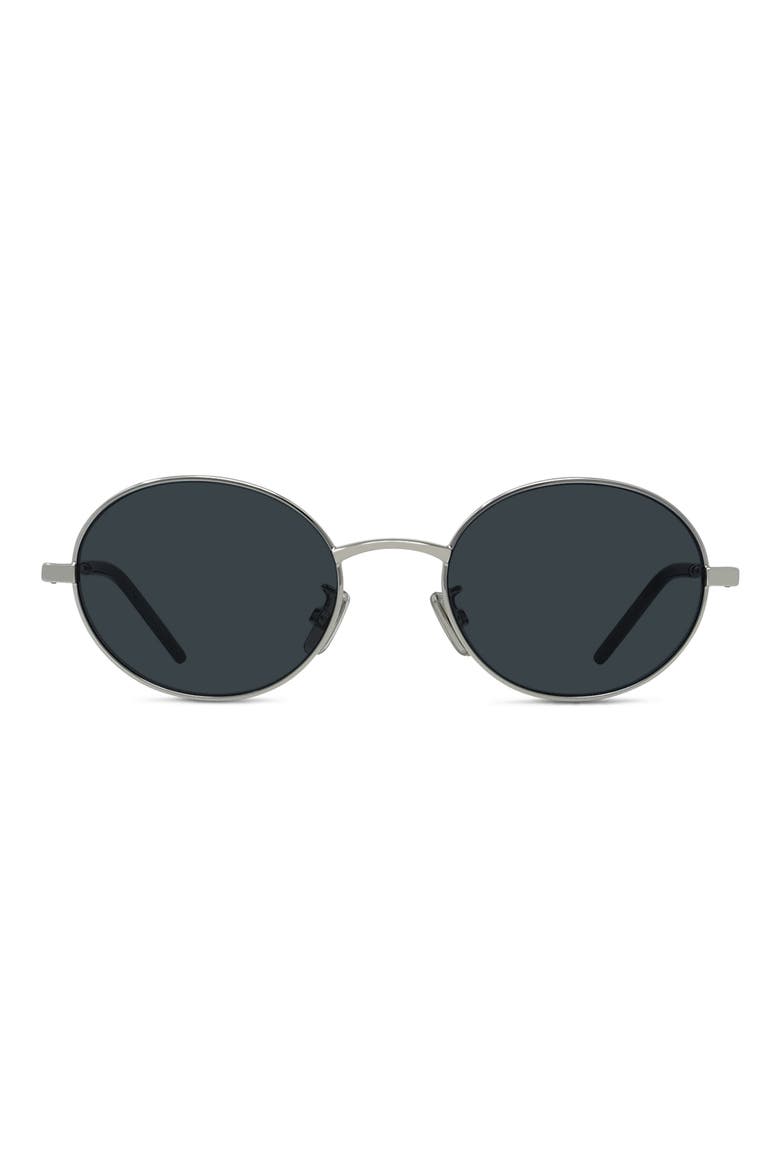 City 51mm Oval Sunglasses, Main, color, SHINY PALLADIUM / SMOKE
