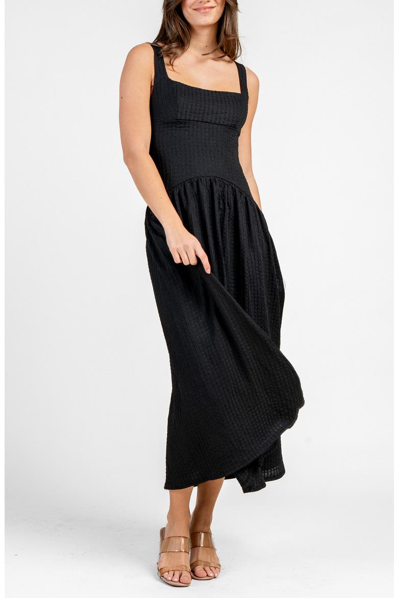 Square Neck Drop Waist Knit Maxi Dress, Alternate, color, BLACK