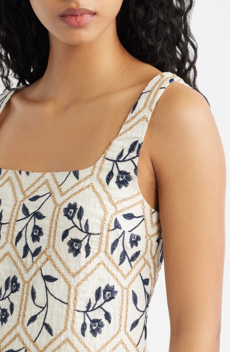 MOON RIVER Embroidered Minidress, Alternate, color, Cream Multi