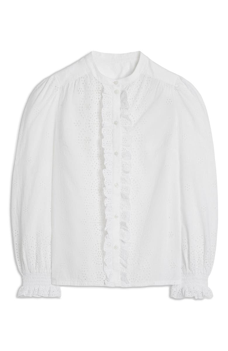 Boden Alice Embroidered Eyelet Cotton Button-Up Shirt, Alternate, color, White