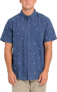 Billabong All Day Geo Jacquard Short Sleeve Cotton Blend Button-Down Shirt