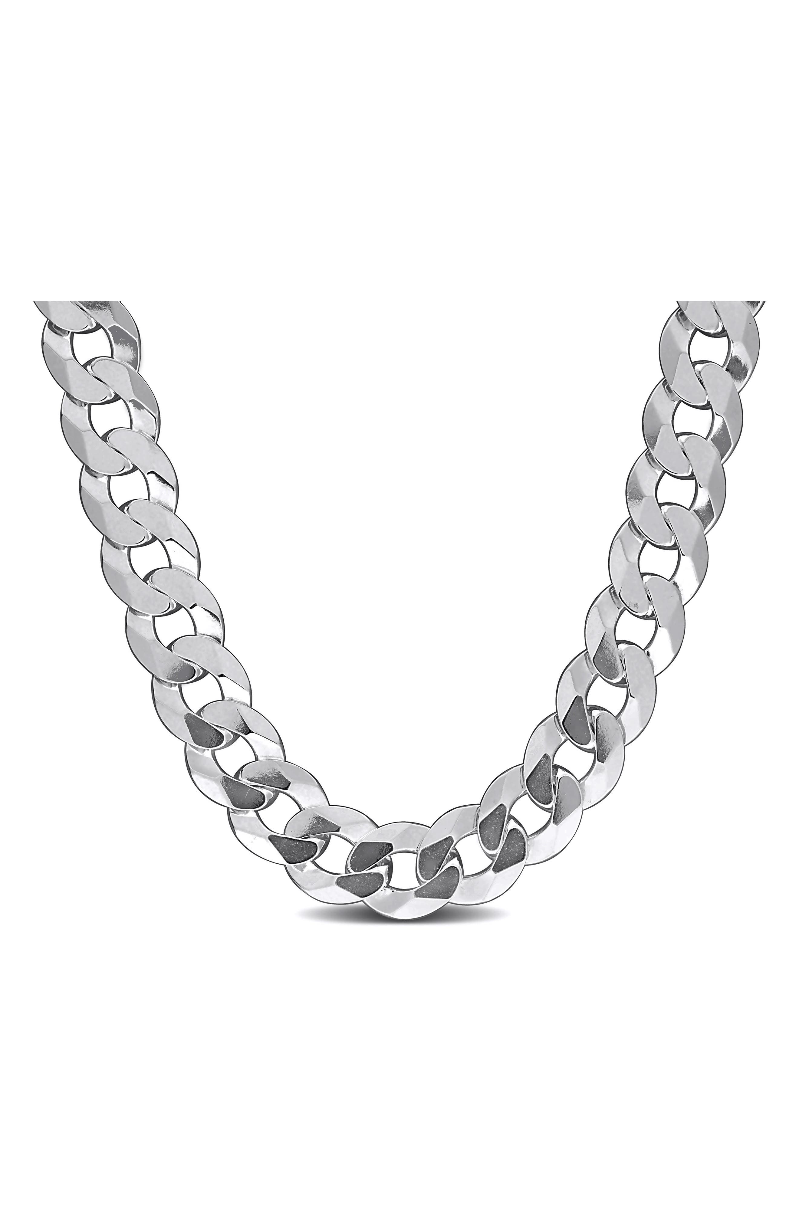 DELMAR Sterling Silver Bevel Curb Chain Necklace