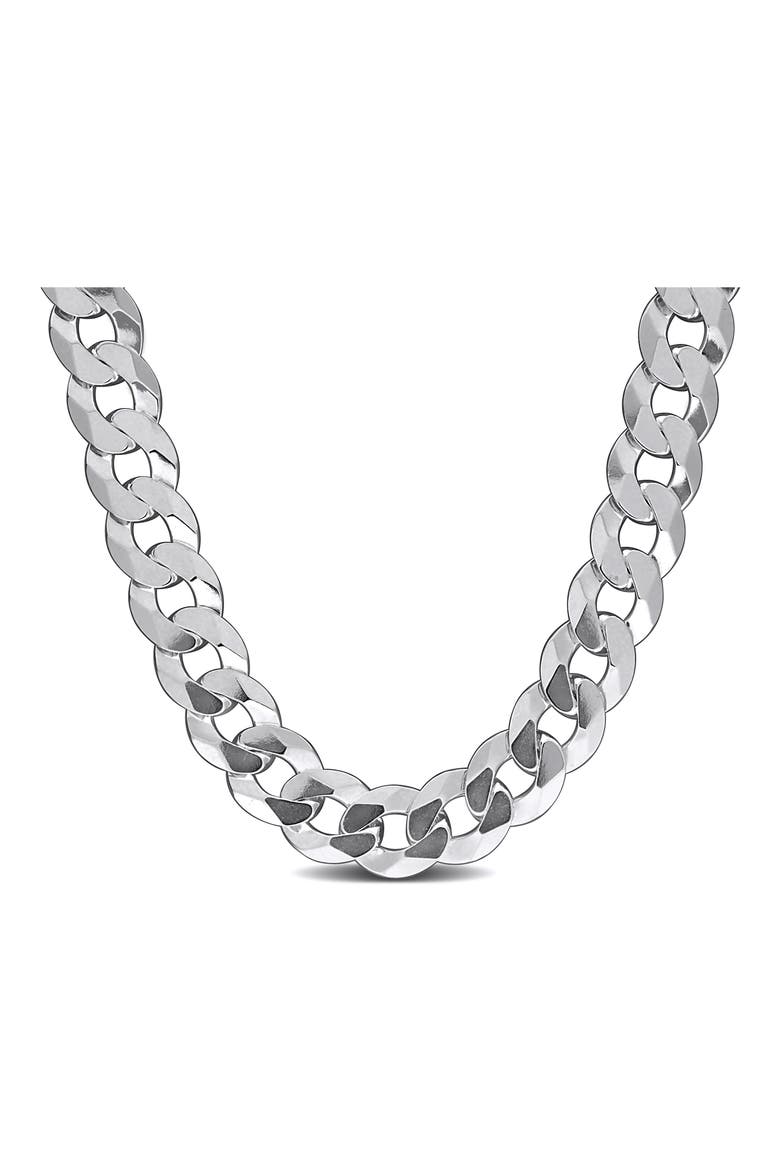 Sterling Silver Bevel Curb Chain Necklace, Main, color, SILVER