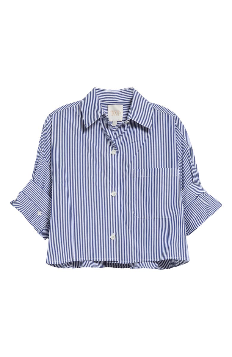 TWP Next Ex Stripe Cotton Button-Up Crop Shirt, Alternate, color,