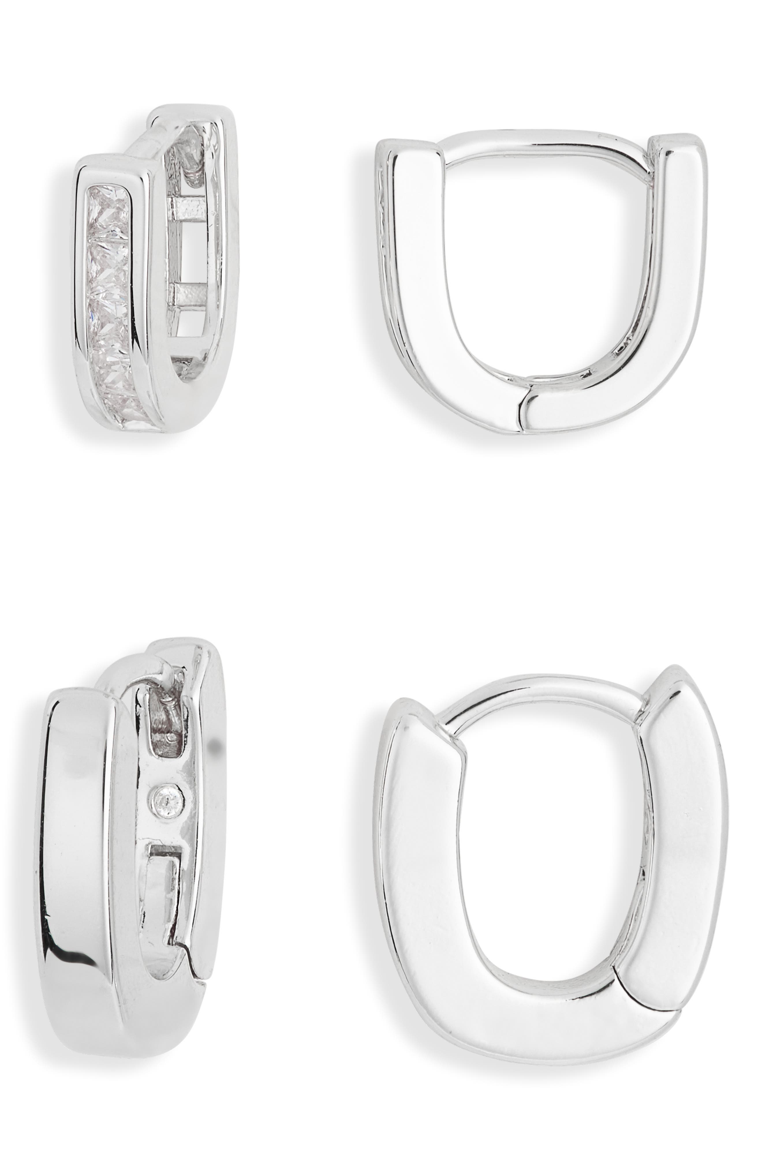 NORDSTROM RACK Set of 2 Inset Hoop Earrings