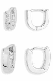 NORDSTROM RACK Set of 2 Inset Hoop Earrings