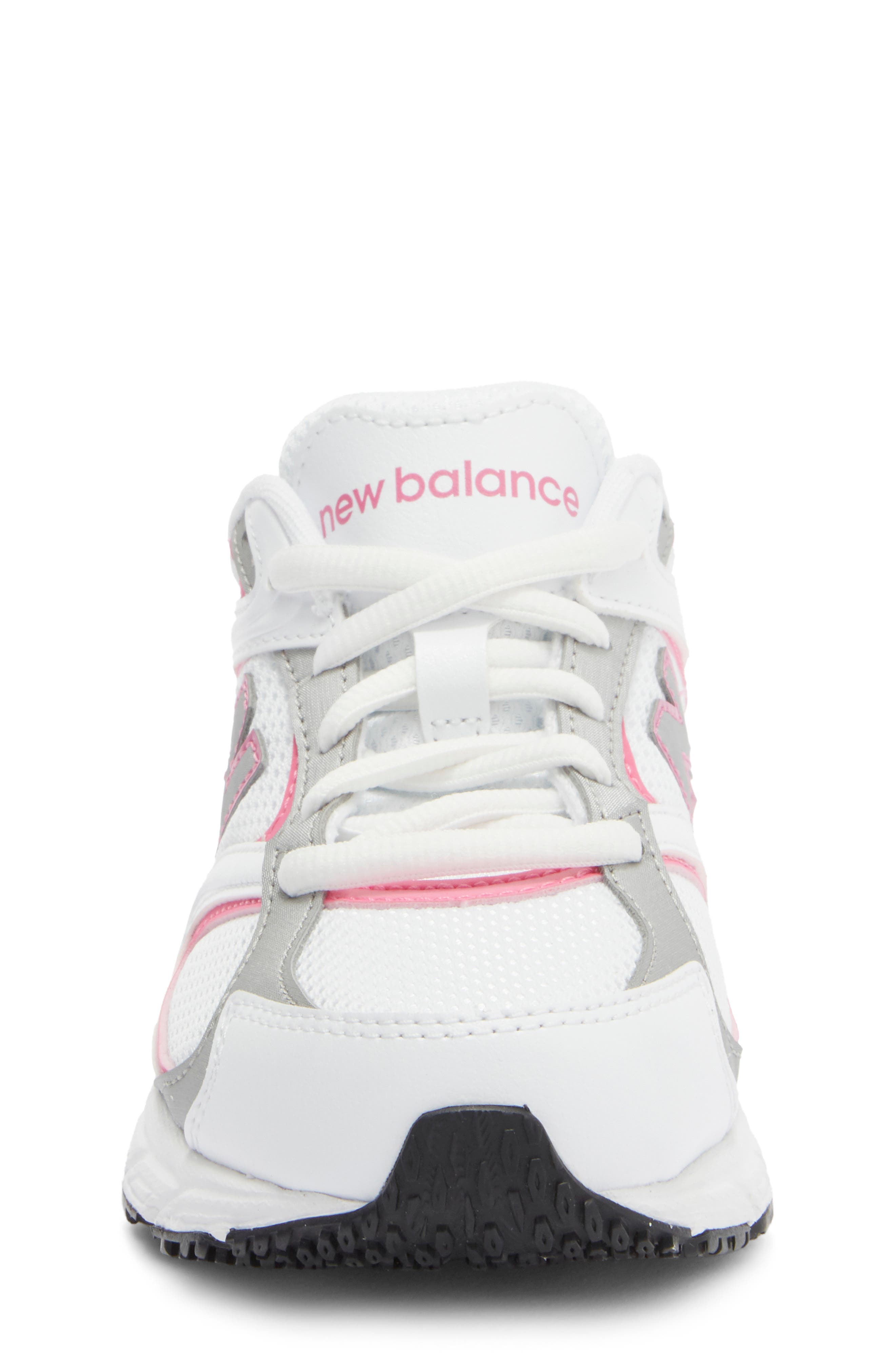 New Balance Kids' 408 Running Shoe, Alternate, color, White/ Pink Satin