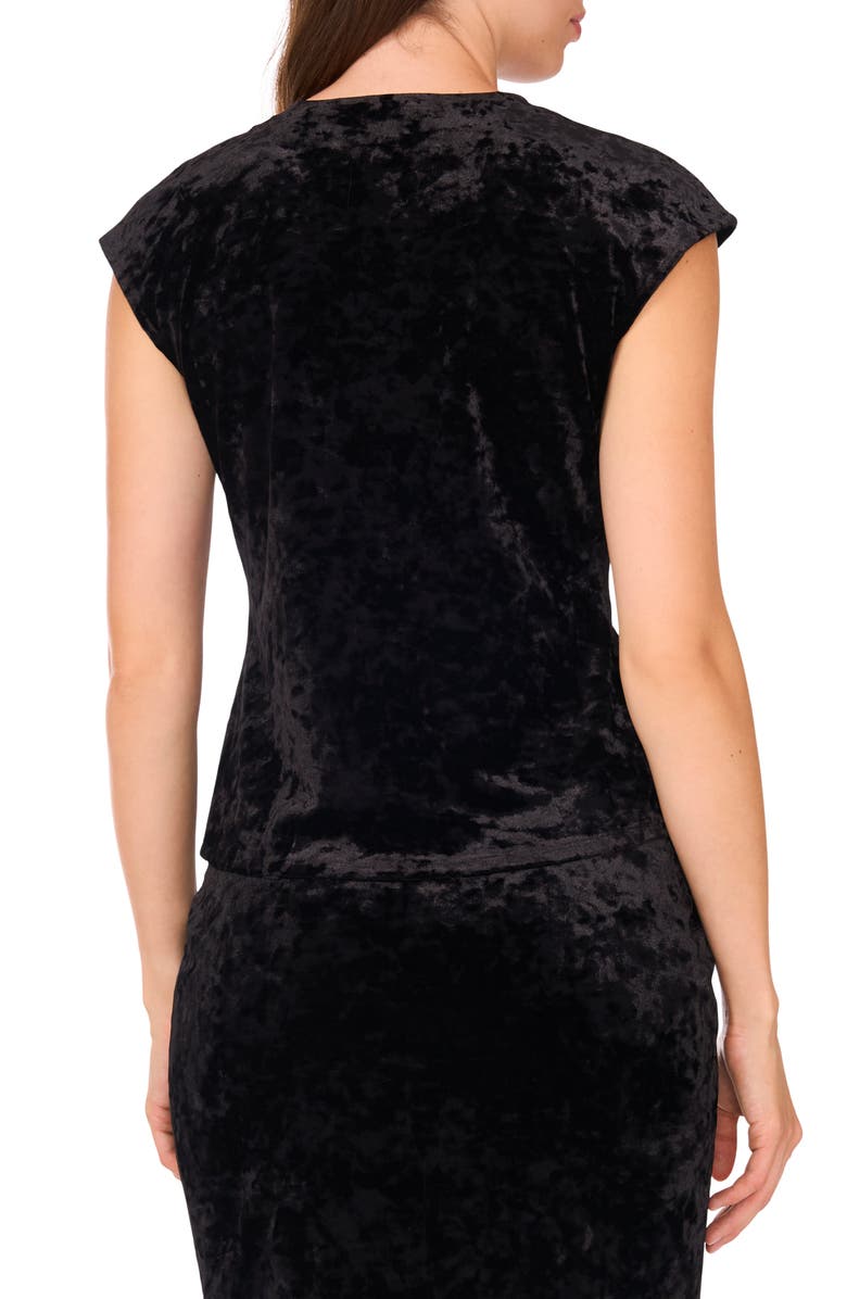 Halogen<sup>®</sup> Crushed Velvet Cap Sleeve Top, Alternate, color, Rich Black