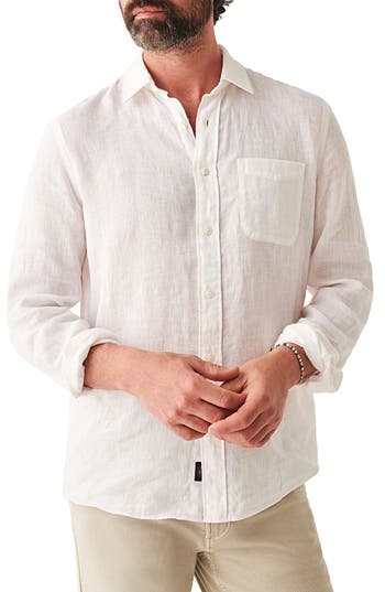 Faherty Laguna Linen Button-up Shirt In White