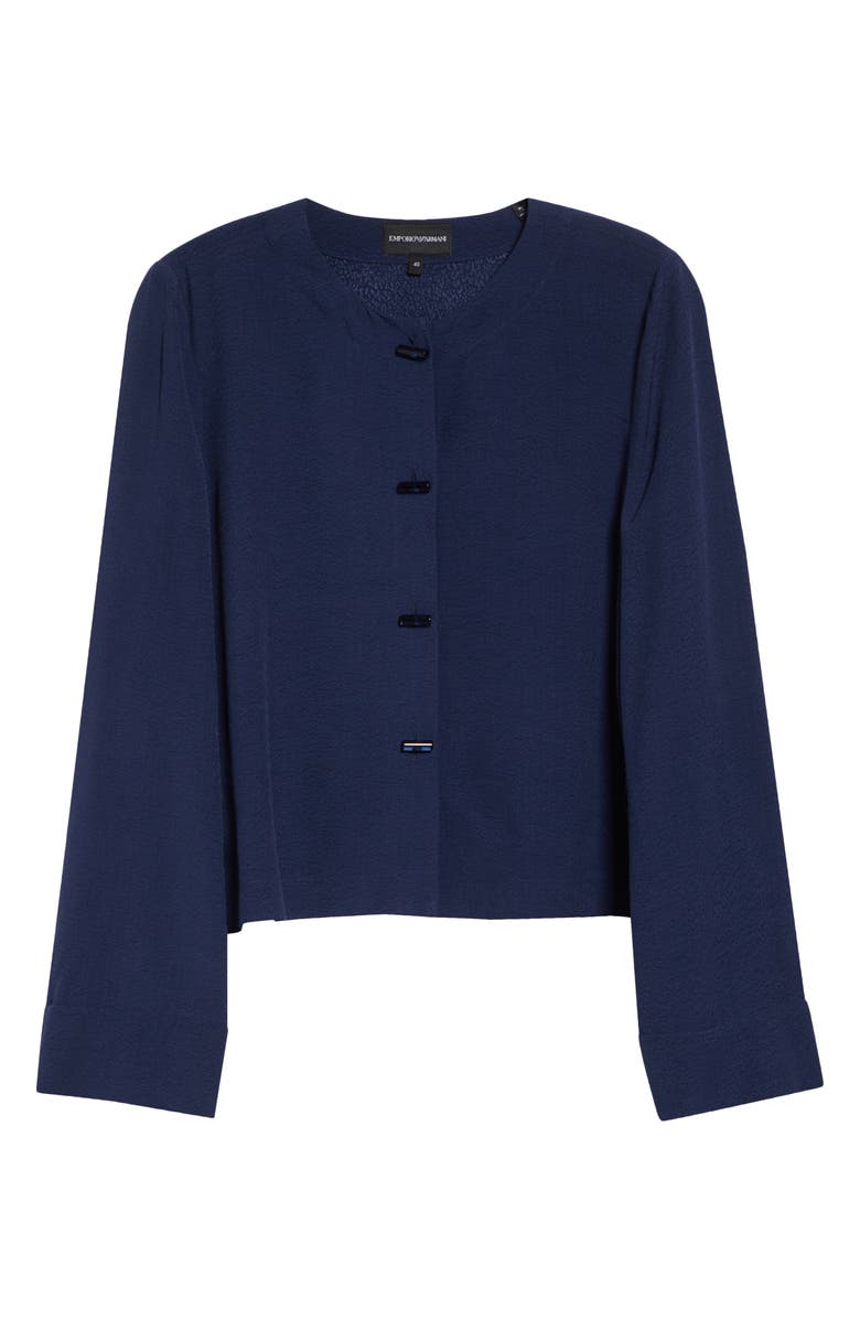 Emporio Armani Micro Leopard Spot Jacquard Top, Main, color, Navy