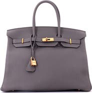 Pre-Owned Hermes Birkin Handbag Grey Togo with Gold Hardware 35