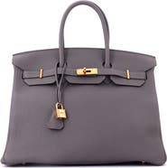 Pre-Owned Hermes Birkin Handbag Grey Togo with Gold Hardware 35