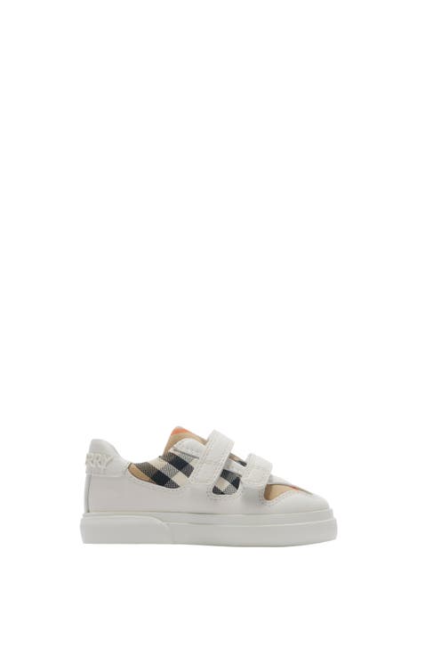 Check and Leather Sneakers
