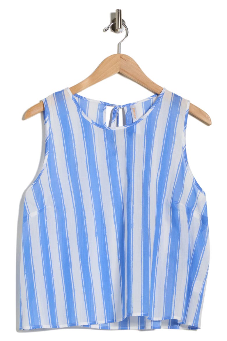 Striped Cotton Shell, Alternate, color, BLUE/ WHITE