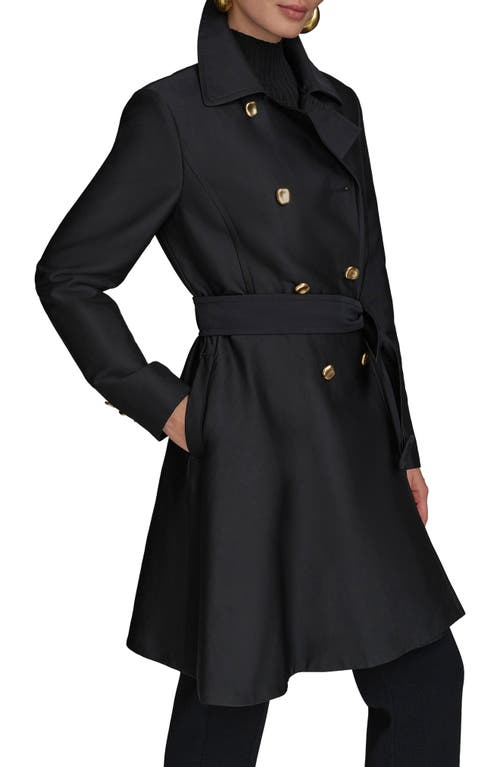 Donna Karan New York Water Resistant Skirted Cotton Blend Trench Coat In Blue