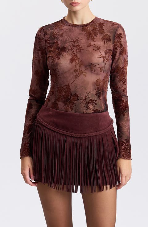 Floral Burnout Long Sleeve Shirt