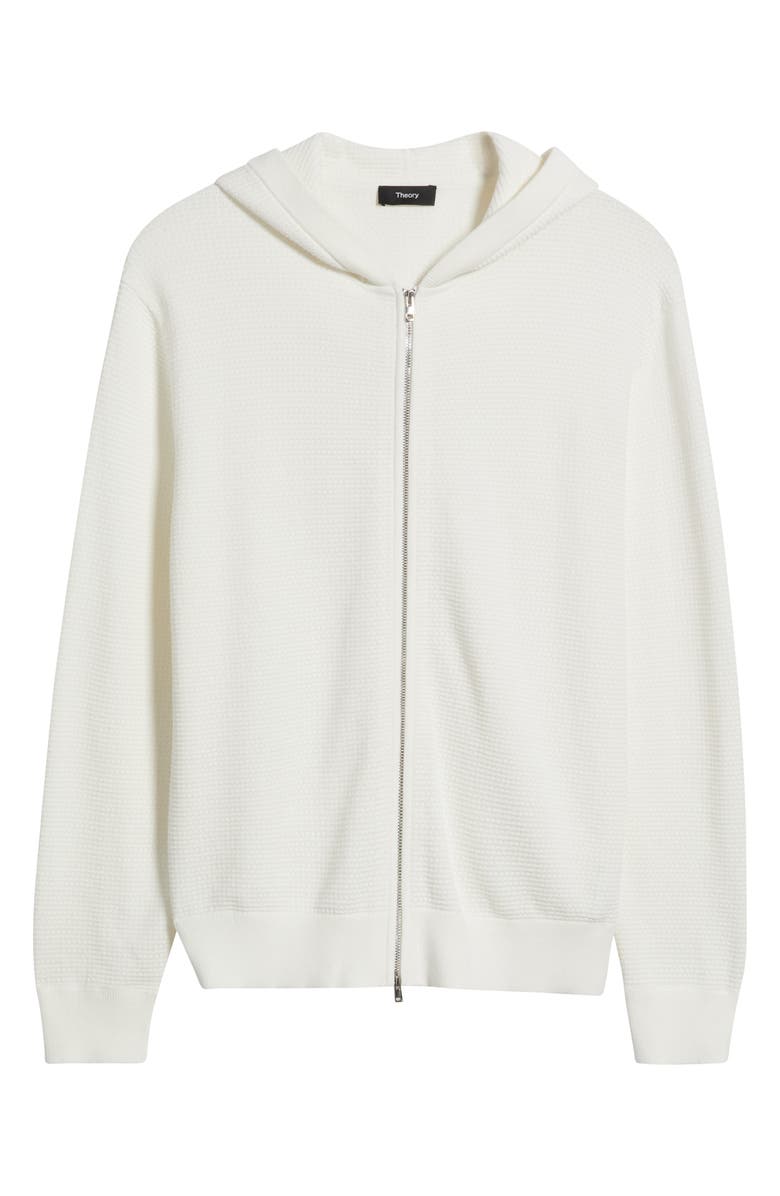 Theory Myhlo Perforated Waffle Cotton Zip Hoodie, Alternate, color, Ivory