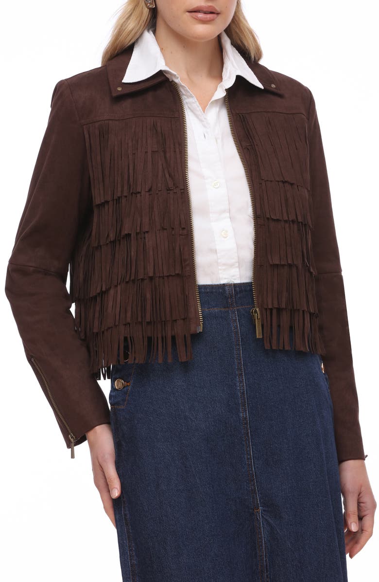 Bagatelle Fringe Jacket, Alternate, color, Bitter